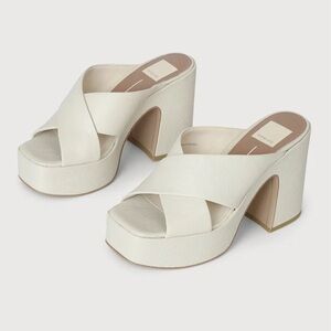 Brand new in the box Dolce Vita Wonder Ivory Leather Platform Slide Sandals